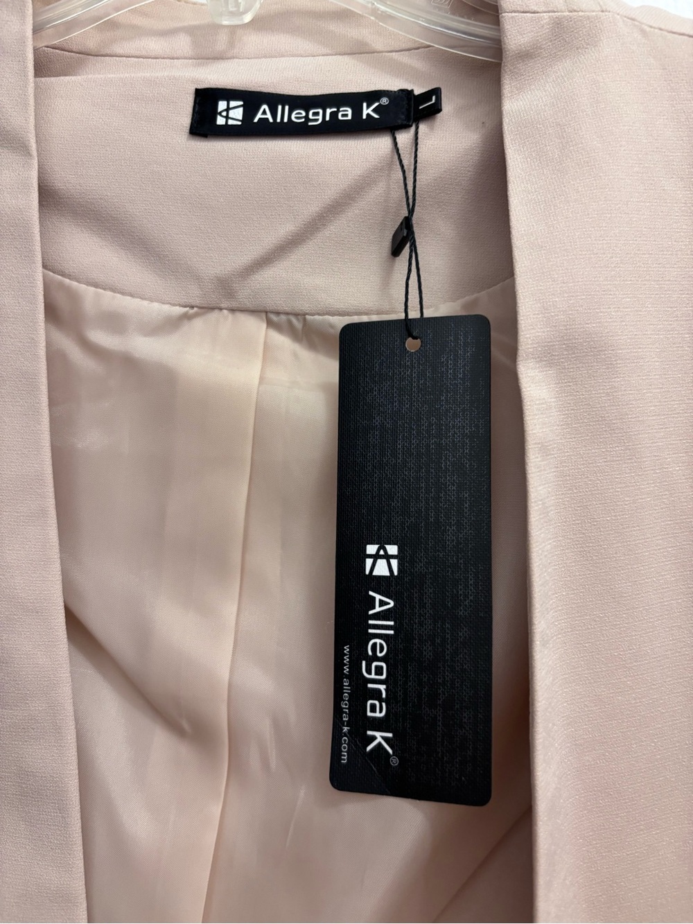 Allegra K Women's Light Blush Open-Front Cropped Blazer - Picture 3 of 3